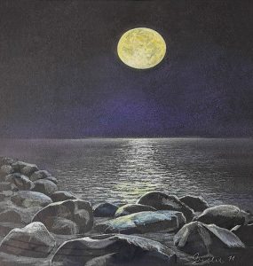 605_Hiddensee Vollmond bei Kloster_2011 - VERKAUFT
